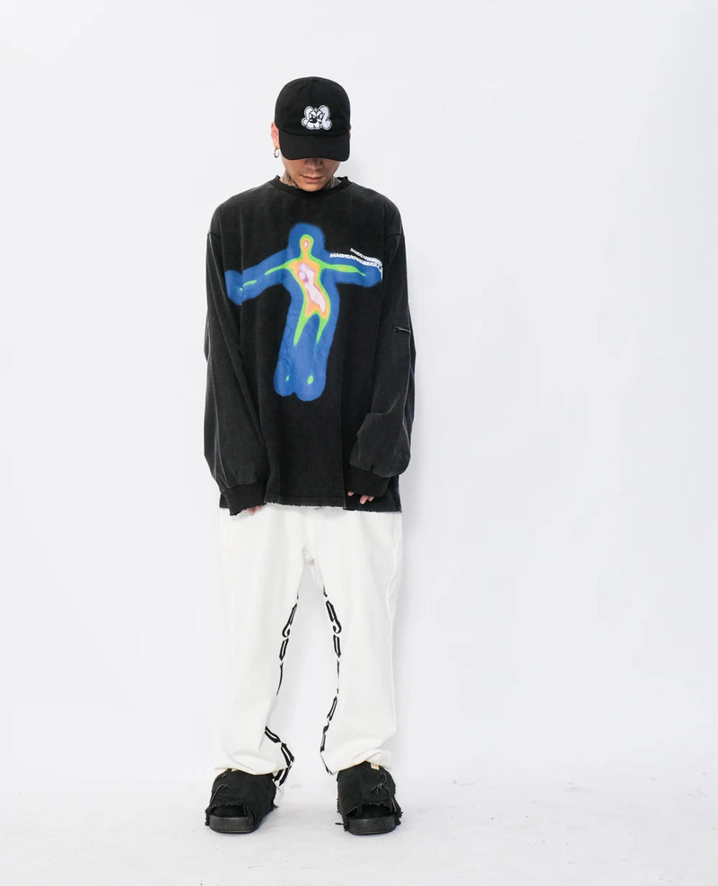 Vaporwave Aesthetic print tee – Distorted Portrait Printing Short Sleeved T Shirt Hip Hop Su