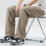 2024 new linen straight baggy pants for men summer breathable wide leg trousers y2k streetwear drawstring gym pantalones hombre minimalist street pants
