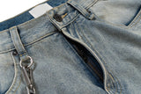 detachable leather chain washed baggy jeans for men and women straight streetwear casual denim trousers oversized cargo pants unique cargo style 288
