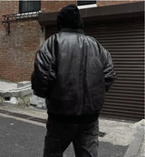 Winter American Fake Two Pieces Parkas Mens Heavy Weight Thicken Hip Hop PU Leather Cotton Jacket Trend Loose Motorcycle Coats