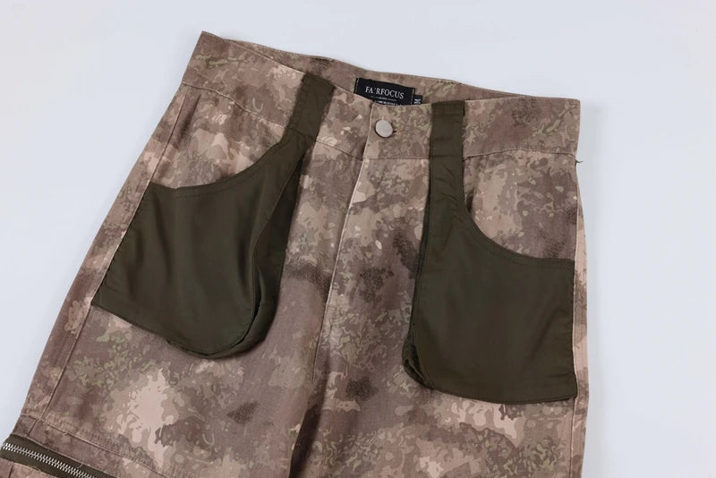 vintage camouflage denim jean street wear functioncan patches casual jeans pants mens baggy straight leg camou jeans overalls unique jeans style 3002