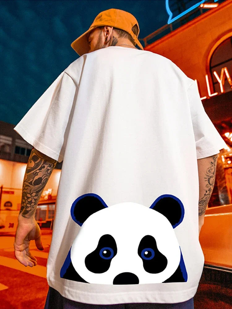 Skatercore Tribal flames – Funny Cartoon Panda Graphic Print Cotton T Shirt For Men Sum