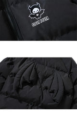 Devil Horn Hooded Jacket Parka with Bag 2023 Winter Streetwear Thick Warm Bubble Padded Coats Harajuku Casual Puffer Jackets