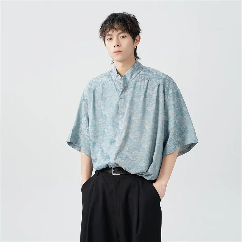 Y2K Pattern Button Shirt – New Chinese Style Hawaiian Flower Shirts For Men Short Sleeve T Shirts 2024 Summer 3D Graphic Shirt Y2K Streetwear Mens Blouse | Street Shirt Drop #1