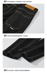plus size 28 42 micro elastic jeans men classic fashion casual loose straight black denim jeans pant cityboy jeans long trousers unique jeans style 2139