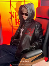 PU leather jacket men high-quality contrasting splicing jackets American retro y2k top European and American street high street