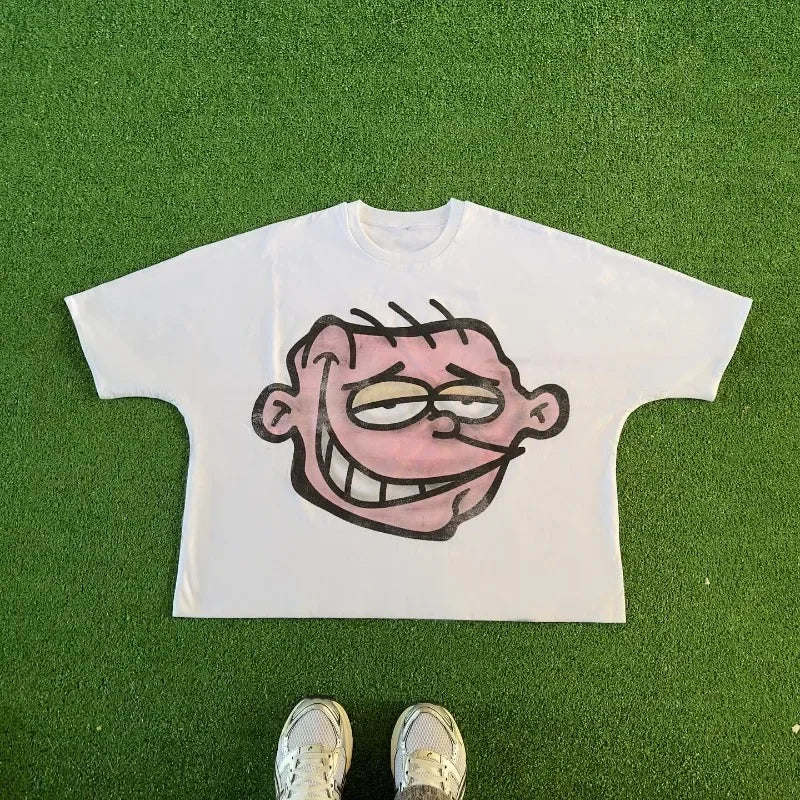 Y2k Graphic tee – American Retro Fashion Gothic Cartoon Letter Pattern Oversiz