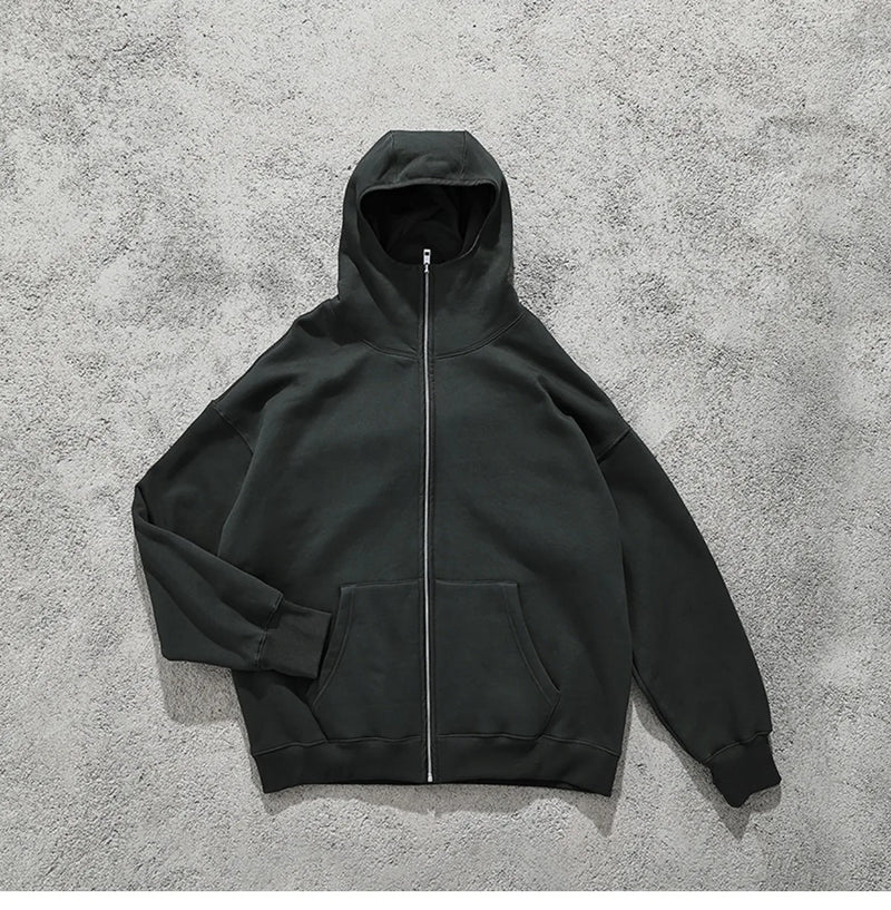 vaporwave chrome print featuring streetwear solid color ninja zipper hoodies mens fleece turtleneck cardigan outdoor oversized hoody plus velvet charge coat