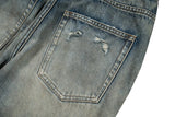 vintage men jeans blue baggy denim pants dirty washed retro loose straight jeans trousers unique jeans style 5997