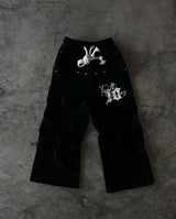 y2k retro camo graphic baggy pants gothic hip hop streetwear sweatpants casual pants womens mens elastic waist jogging trousers unique joggers style 1560