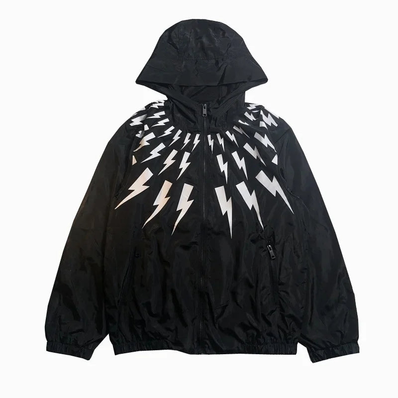 New 2022 Warm Winter Luxury Men thunderbolt Neil Zipper Casual Mess Inside Windbreaker With Hoody Trench Jackets Coat #A457