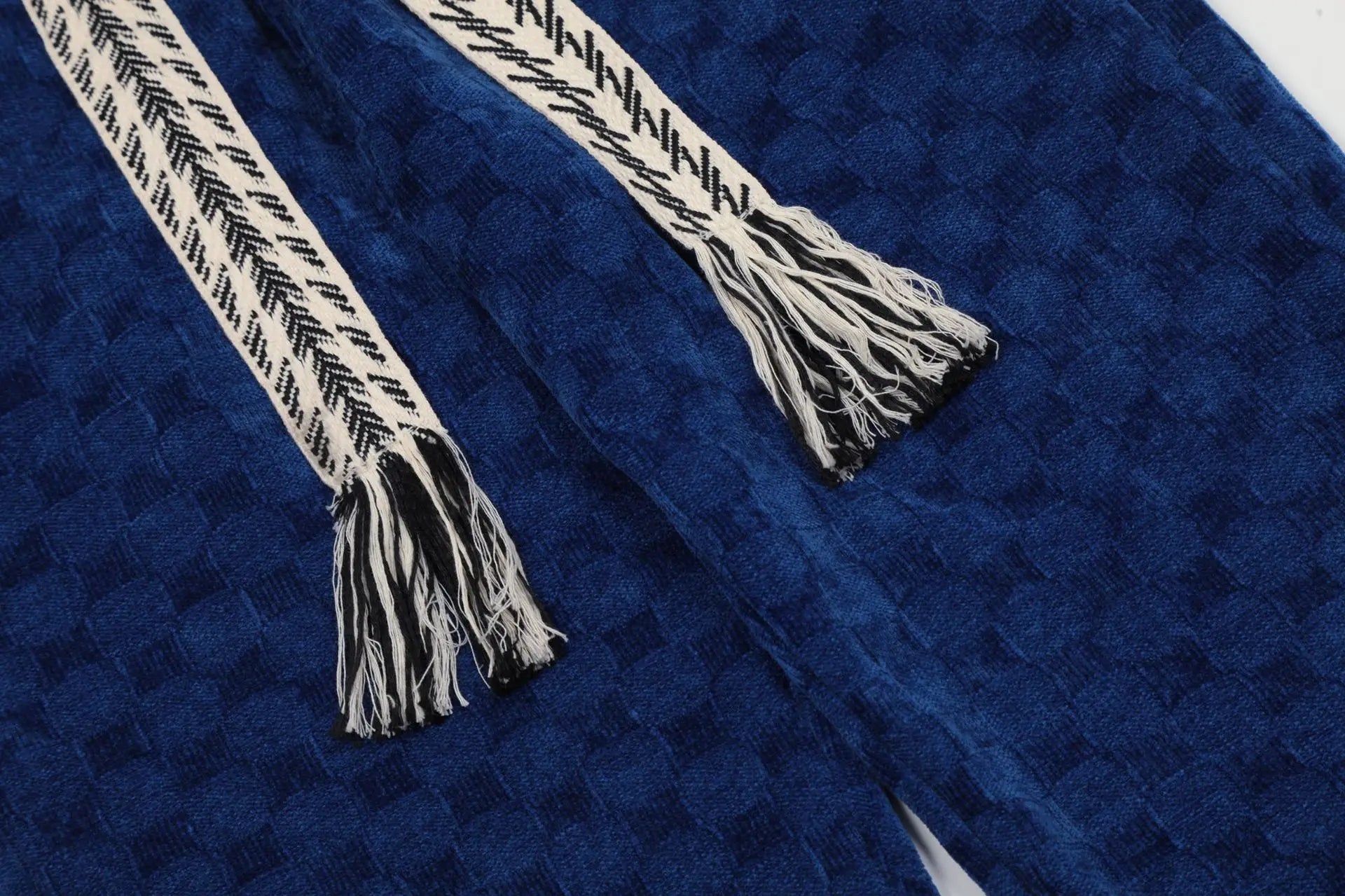 2024 spring and autumn mid waist straight jacquard velvet knitted trousers loose wide leg pants urban casual pants men and women unique default style 2046