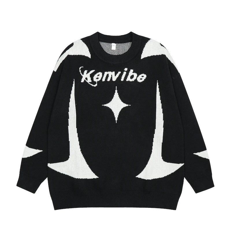 mens streetwear sweater hip hop letter geometry knitted sweater pullover new casual autumn o neck cotton sweater unisex jumpers - anime inspired graphic hoodie, trendy hip hop fashion hoodie, oversized streetwear hoodie