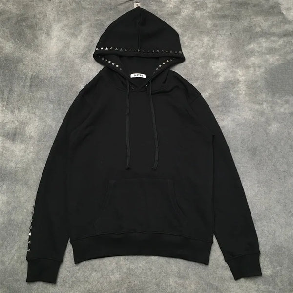 New Luxury Men Novelty Metal Rivets Hoodies Hoody Hooded Sweatshirts V
