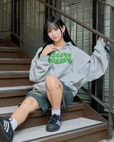 Trendy Brand Casual Loose Versatile Letter Printed Zipper Hoodie Women