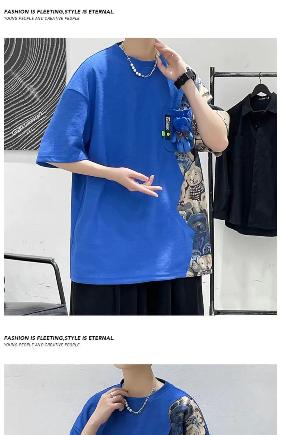 Skatercore Oversized shirt – Summer Short Sleeved Mens T Shirt Trend Loose And Versatile