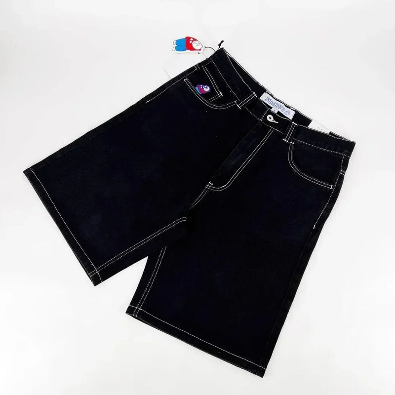 Hip Hop Wexwear Letter Embroidery Graphic Shorts Harajuku Streetwear Y2k Black Jeans Denim Baggy Gym Skate Shorts Men Clothing