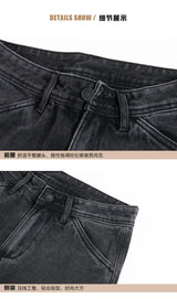 men retro fashion streetwear loose casual plus size straight denim cargo jeans pants man black gray jeans trousers unique cargo style 1987