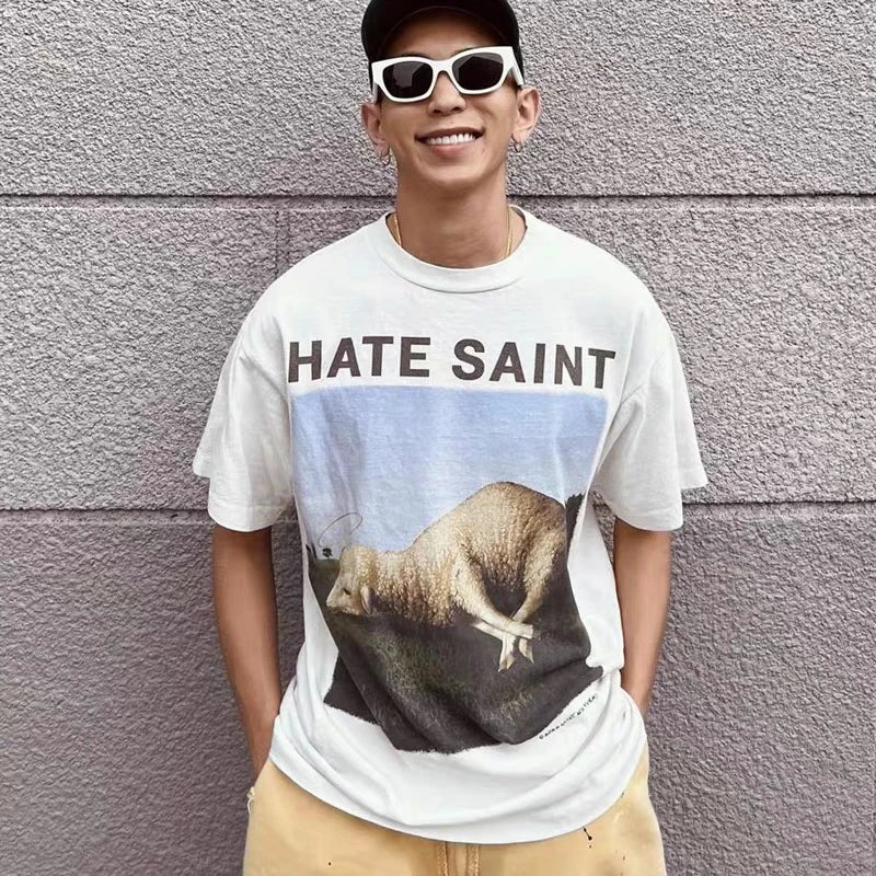 Vaporwave Streetwear – New Saint T Shirts Men Woman High Quality Casual Loose Angel – Urban Streetwear for Men & Women