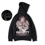 Autumn Haughty Angel Graphic Fleece Hoodies For Men Oversized Retro