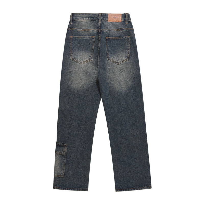 retro washed denim jeans destroyed ripped loose mens biker jeans side pocket fashion streetwear hip hop straight pants joggers unique joggers style 2215