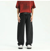 new vintage men s patchwork baggy jeans draped straight leg denim trousers autumn korean fashion high street casual y2k jean unique jeans style 547