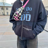 New Arrival ERD Brand Fashion High-Street Letter Print Velvet Short Width zipper Cotton Hoodie Sweatshirt