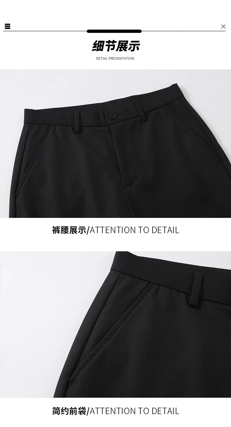 extended length edition men streetwear fashion hip hop vibe straight black pant casual business suit long pants trousers unique default style 1759