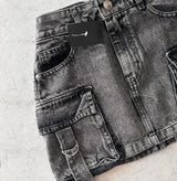 Vintage Y2K New Harajuku Multiple Pockets Denim Plaid Skirt Goth Black Mini Skir Fashion Womens Casual Versatile Sexy Streetwear