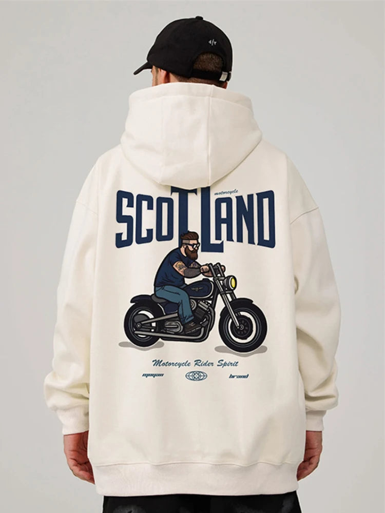 Autumn Motorcycle Mens Printed Hoodies Hip Hop Fashion Streetwear Bagg