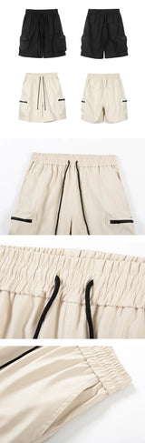 High Street Cargo Jogging Shorts Functional Khaki Cargo Shorts Men's Waterproof Zipper Pockets Casual Baggy Sweat Shorts
