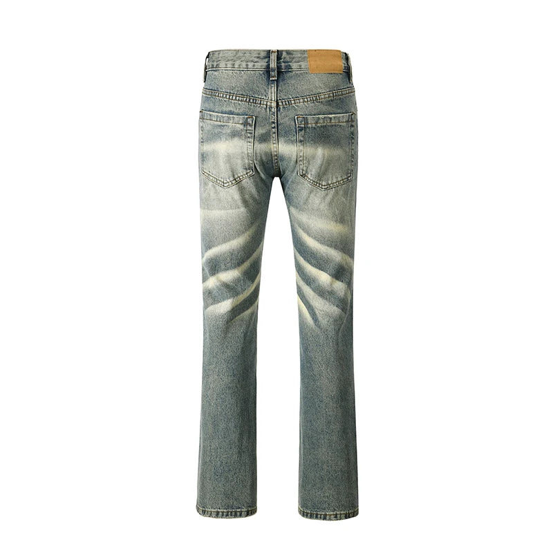 retro striped washed denim jeans flare pants unisex hip hop fashion streetwear harajuku loose straight y2k mens jeans joggers unique joggers style 4392