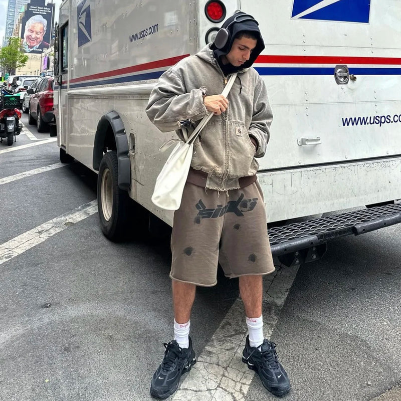 New 2023 Novelty Born From Pain SICKO BULLETPROOF SWEATSHORT Skateboard Street Cotton Casual Shorts Kanye Hip-hop Parkour #414