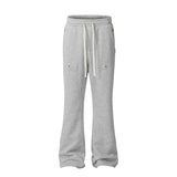 american streetwear gray flared sweatpant men double knee patch micro flare overalls harajuku casual patchwork sweat pants black sporty tapered joggers