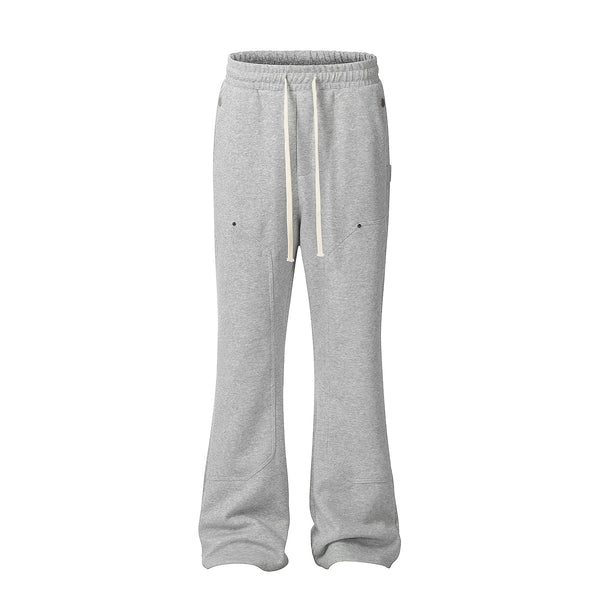american streetwear gray flared sweatpant men double knee patch micro flare overalls harajuku casual patchwork sweat pants black sporty tapered joggers
