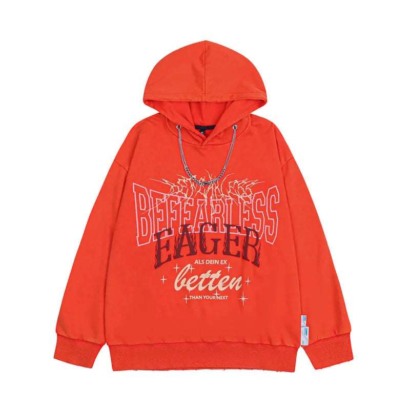 Y2K chrome print featuring hip hop hoodies pullover hooded sweatshirts with chains harajuku women streetwear skateboard casual long sleeve tops men hoodies