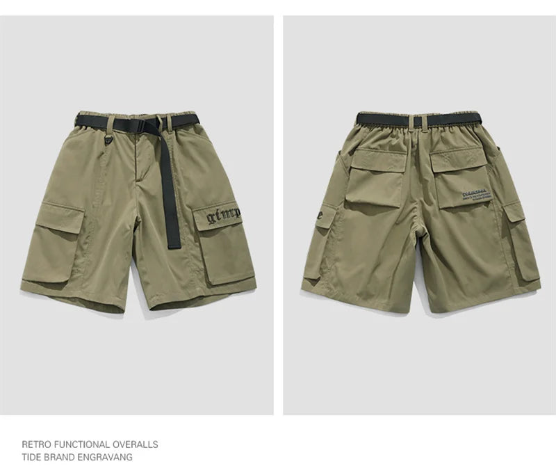 summer new american retro cargo shorts for men casual multi pocket baggy y2k shorts streetwear hip hop embroidery short cargo unique cargo style 303