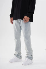fashion back skull letters embroidery denim flare jeans mens zipper straight trouser hip hop streetwear pants joggers jeans men unique joggers style 627