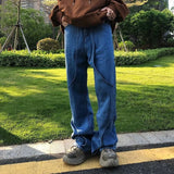 2023 cool design blue gothic baggy men jeans pants y2k clothes korean fashion women straight solid denim trousers pantalon homme unique jeans style 1166