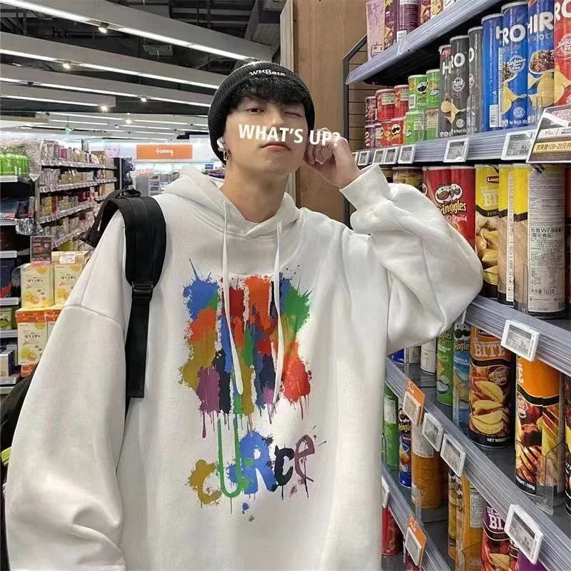 Autumn Graffiti Letter Hooded Sweatshirts Men's Design Graphic Printed Hoodies New Hip Hop Fashion Hoody Y2K