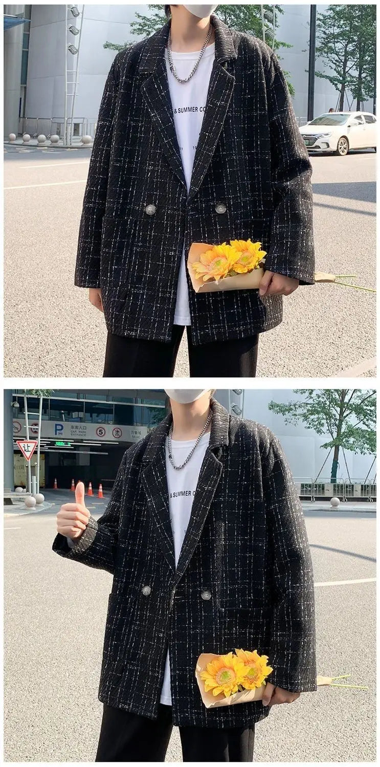 Small Fragrance Suit Mens Jacket Lazy Wind Ruffian Handsome Korean Ver
