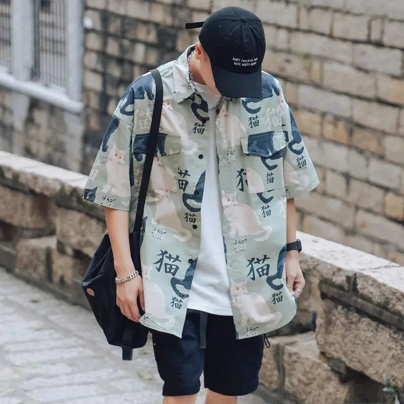2023 Summer New Light Luxury Fashion Shirt Men Loose Casual Short-sleeved Shirt All-match Boutique Clothing Simple Style