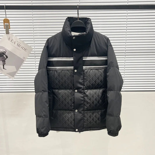 2023 Winter Men's Thickened Down Jacket New Style Vertical Collar Ribbon Stitching Jacket