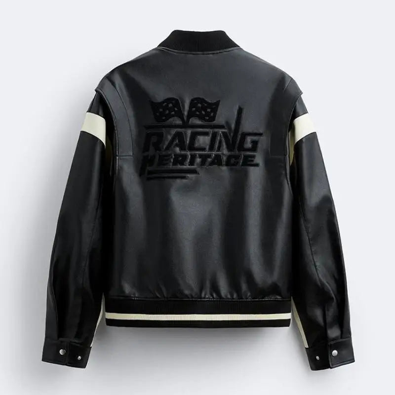 Spring And Autumn Men's Leather Jacket Coat American Baseball Suit Stitching Leather Jacket