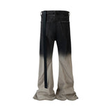 streetwear ro style gradient color baggy stacked baggy flare jeans for men and women straight washed casual denim trousers denim street jeans