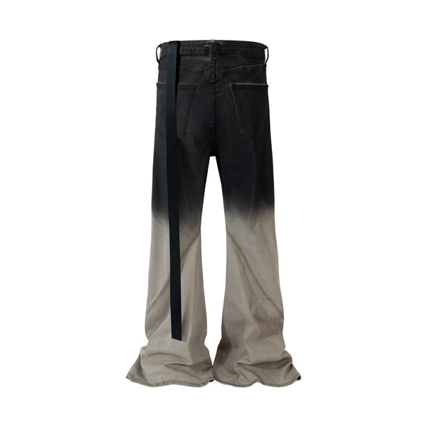 streetwear ro style gradient color baggy stacked baggy flare jeans for men and women straight washed casual denim trousers denim street jeans
