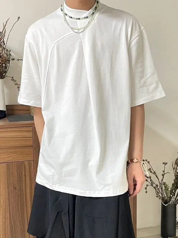 Trapwear Oversized shirt – Korean Summer Minimalist Retro Chinese Style Stand Collar Sp