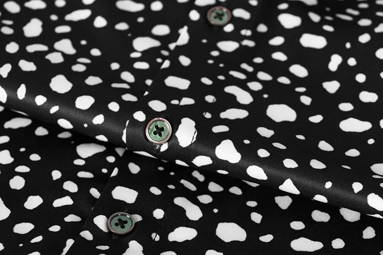 New 2021 Men 3D luxurious Wave point Polka dots Print Fashion Silk Casual Shirts Shirt high Pocket Long-sleeves S 2XL #A160