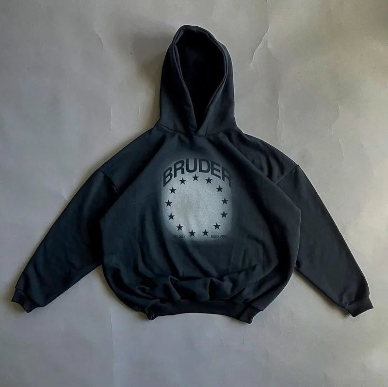 Y2K American Hip Hop Rock Dark Style Oversized Hoodie Men Street Haraj