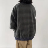 Autumn Japanese Retro Loose Casual Stand Up Collar Checked Jacket Mens